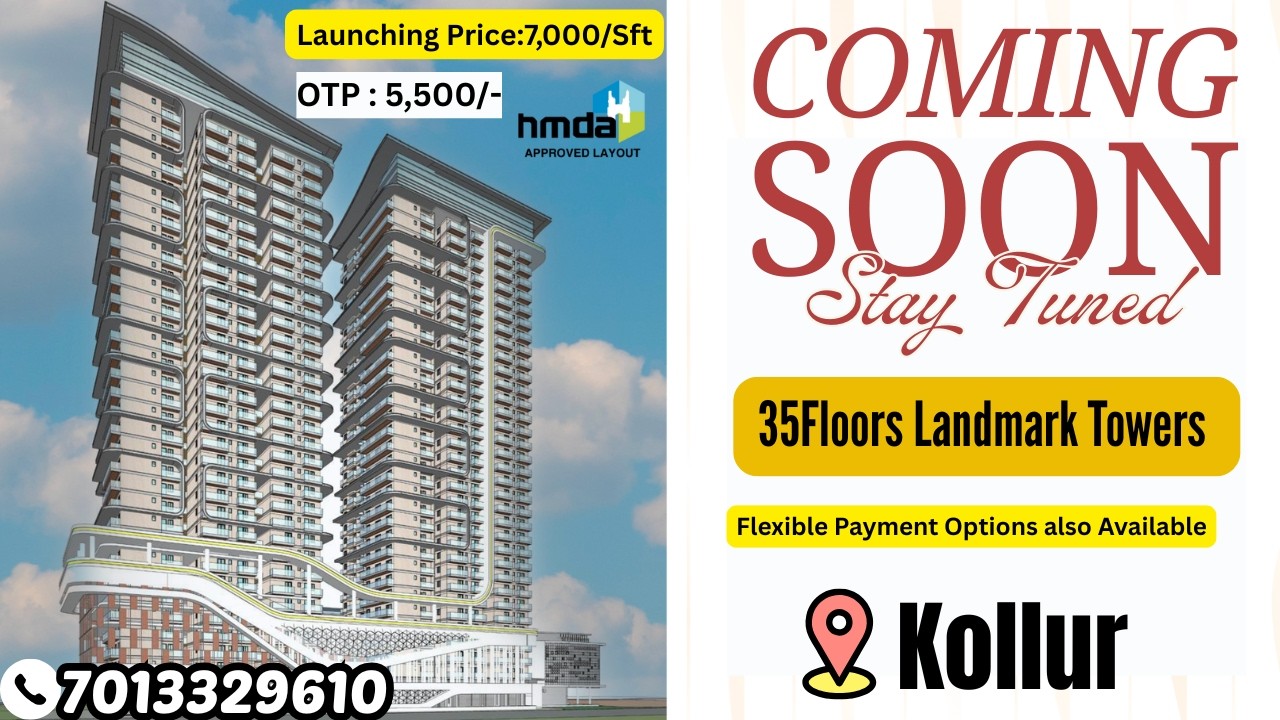 Upcoming Premium Apartments || Exclusive 3BHK || 35 Floors || OTP: Rs.5,500/-SFT || Kollur,Hyderabad