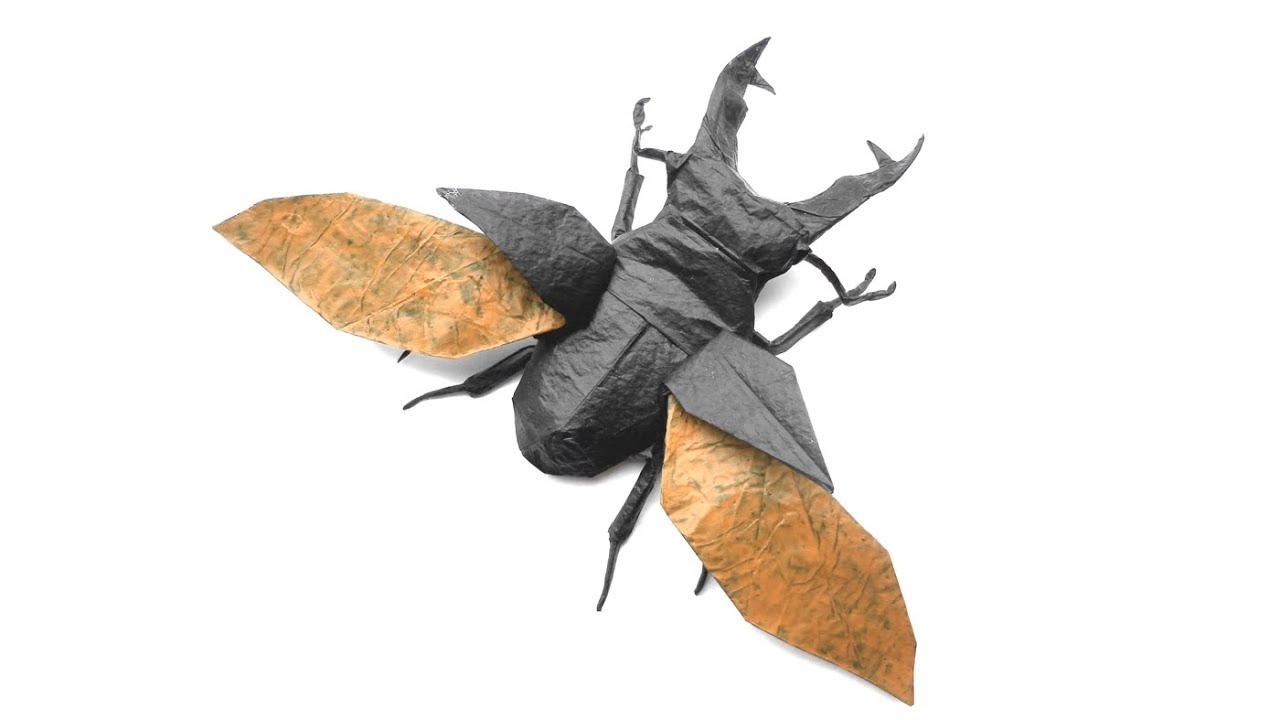 ORIGAMI FLYING STAG BEETLE TIME LAPSE (Shuki Kato) 折り紙 ヨーロッパミヤマクワガタ LUCANUS CERVUS