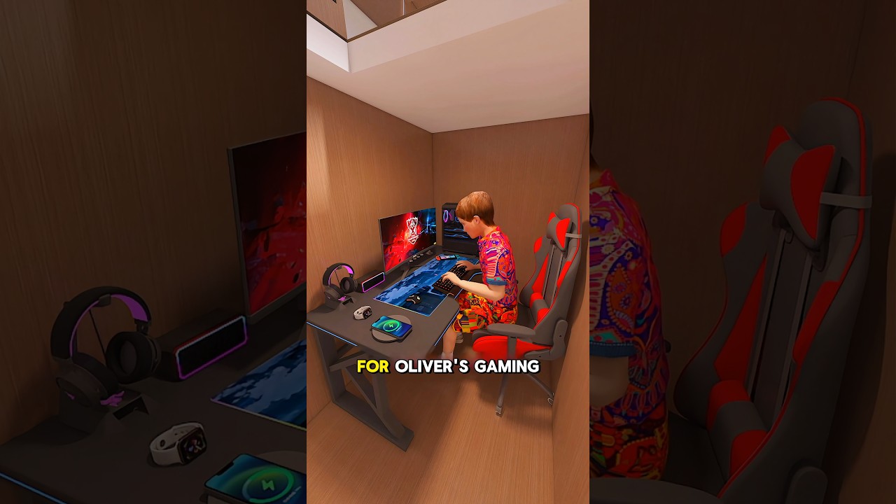 A Secret Gaming Bunker Under The Room Is Crazy! #shorts #interiordesign #homedesign