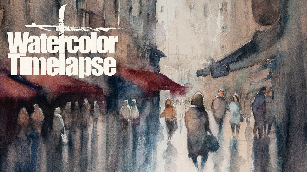 Watercolor [Speed painting - Timelapse]  Paris - La Pluie