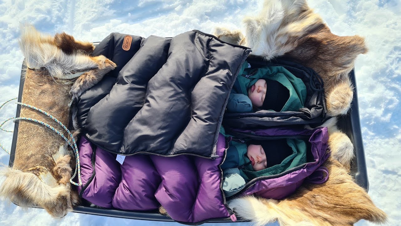 WINTER CAMPING IN 1,5 METERS OF SNOW WITH TWIN BABIES | Family of six camps in tent with wood stove.