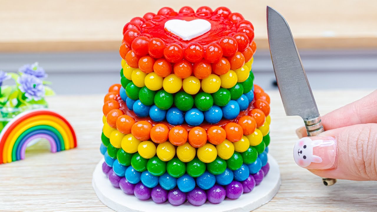 Mini Rainbow Heart Cake ❤️🌈1000+ Satisfying Miniature Cake Ideas | Mini Bliss