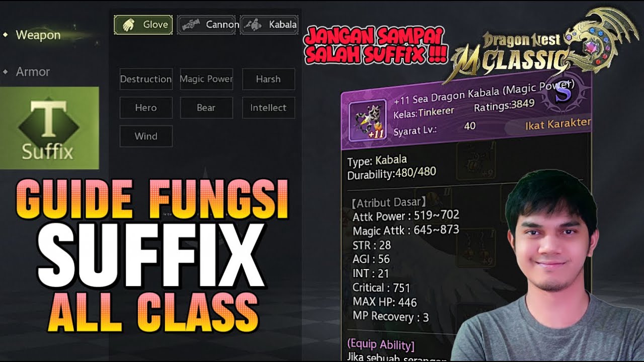 GUIDE FUNGSI SUFFIX DAN SUFFIX BUAT ALL CLASS - DRAGON NEST M: CLASSIC