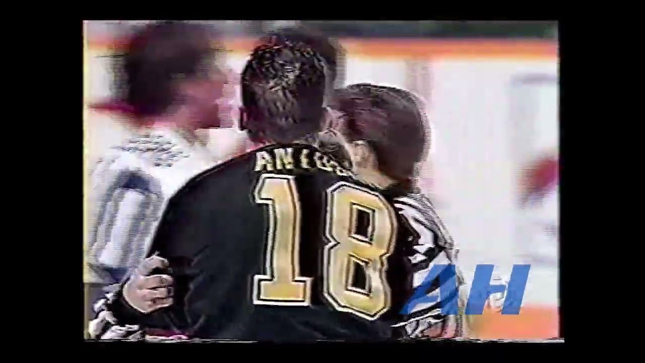 NHL Jan. 8, 1994 Bill Berg,TOR v Shawn Antoski,VCR Toronto Maple Leafs Vancouver Canucks