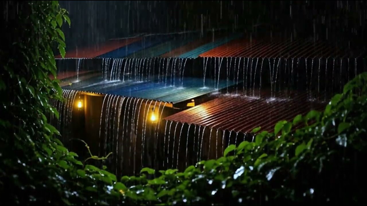 Cozy Rainstorm Night in a Rural Village House | Cinematic Rain Ambience For Deep Sleep🌧️