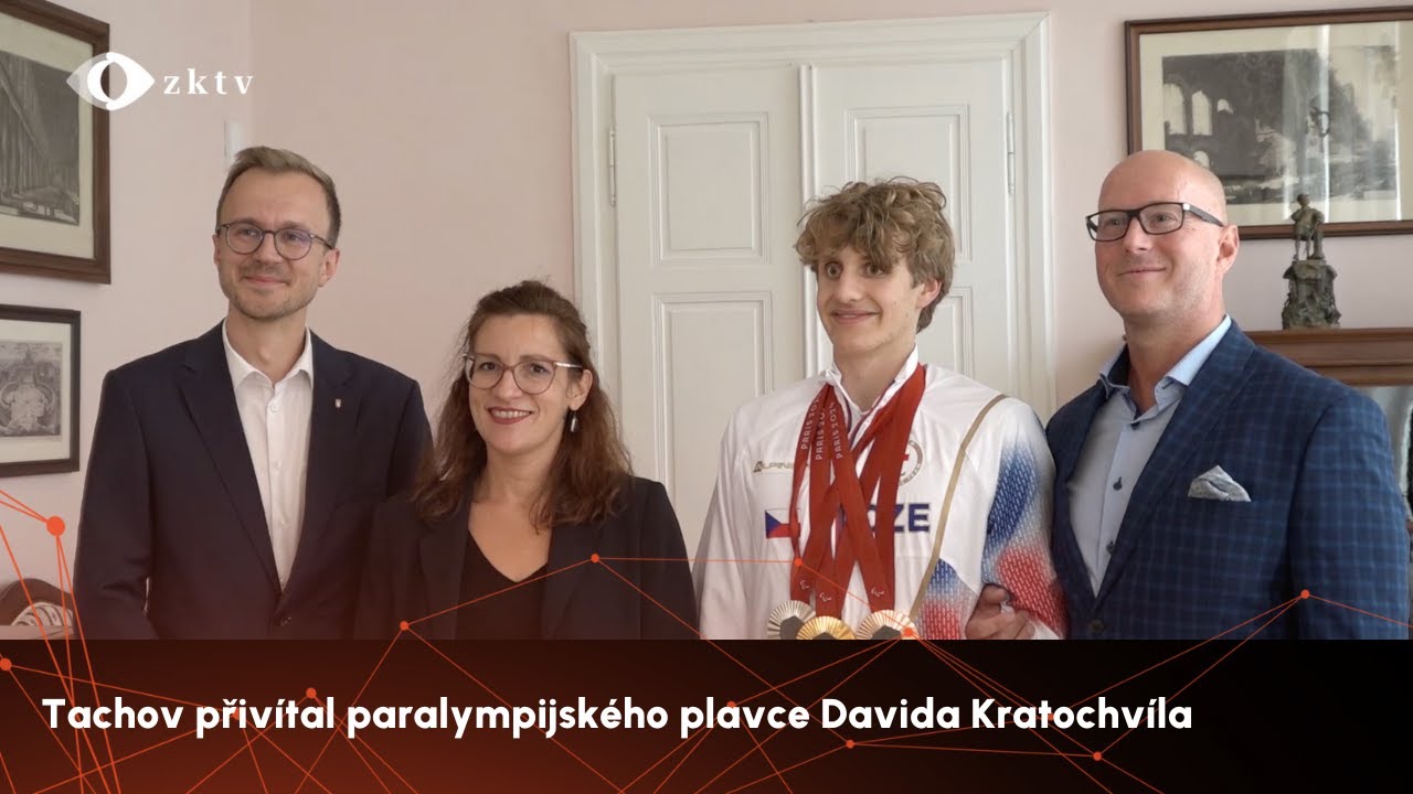 Tachov přivítal paralympijského plavce Davida Kratochvíla