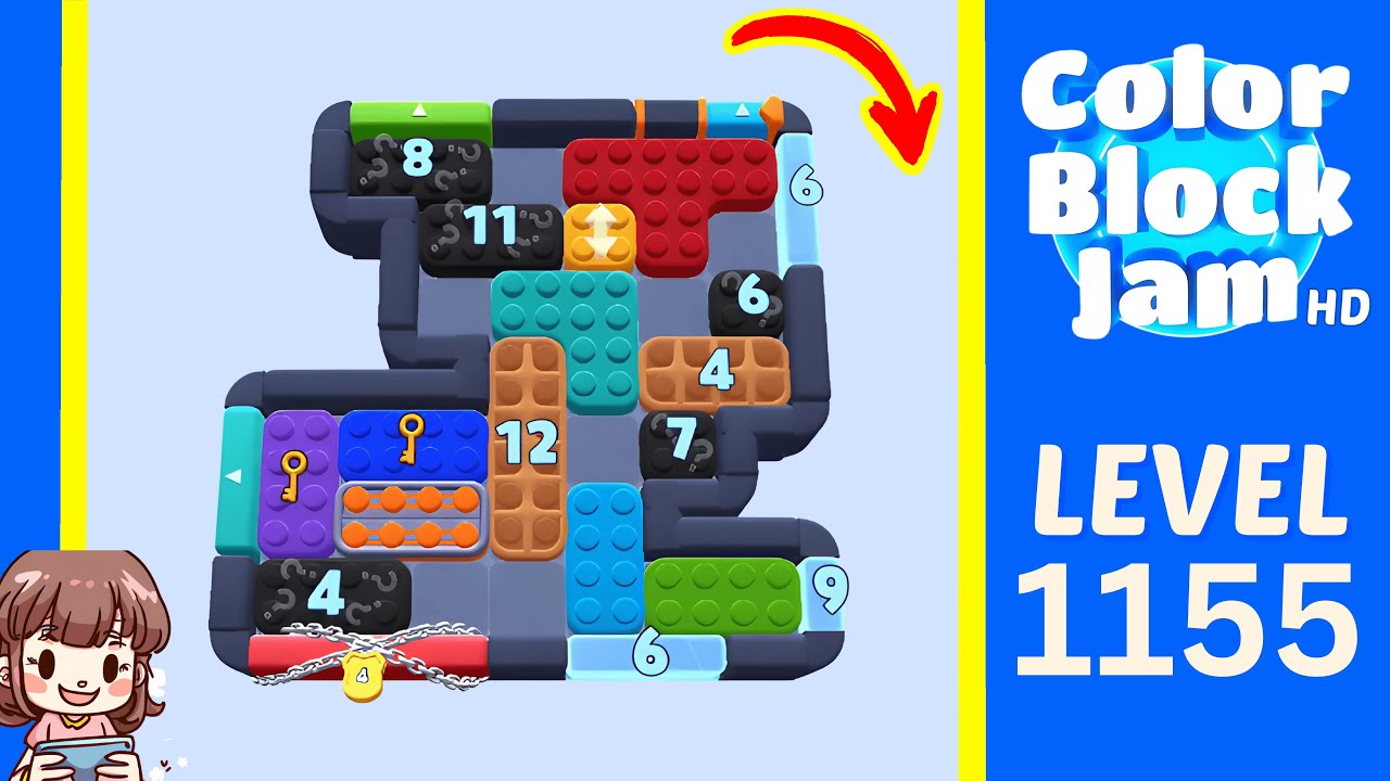 Color Block Jam Level 1155 Solution Walkthrough