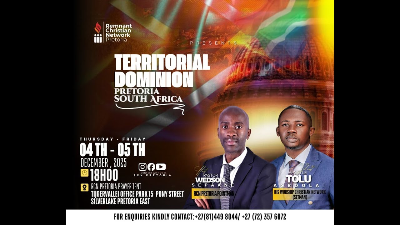 RCN PRETORIA || APOSTLE TOLU AGBOOLA || TERRITORIAL DOMINION || DAY 2 || 05 DECEMBER 2025