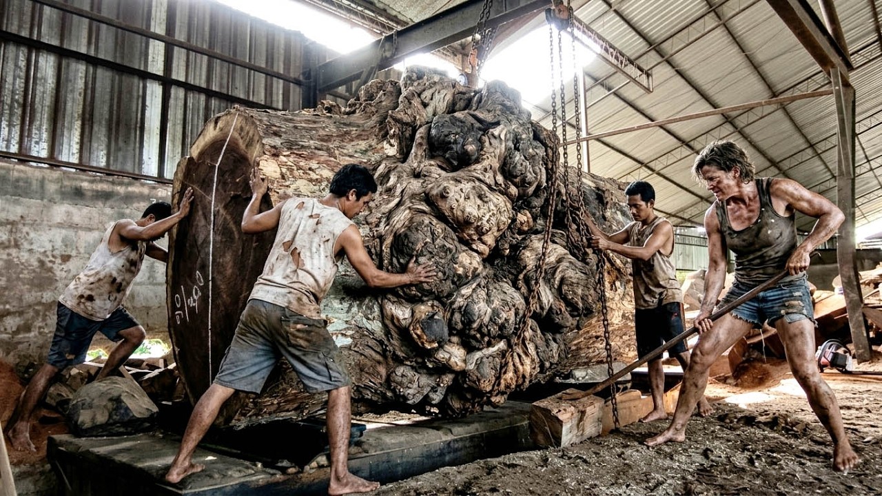 SUPER ANTIQUE TREMBESI WOOD SAWN‼️ CRAZY Process That Is Rarely Seen
