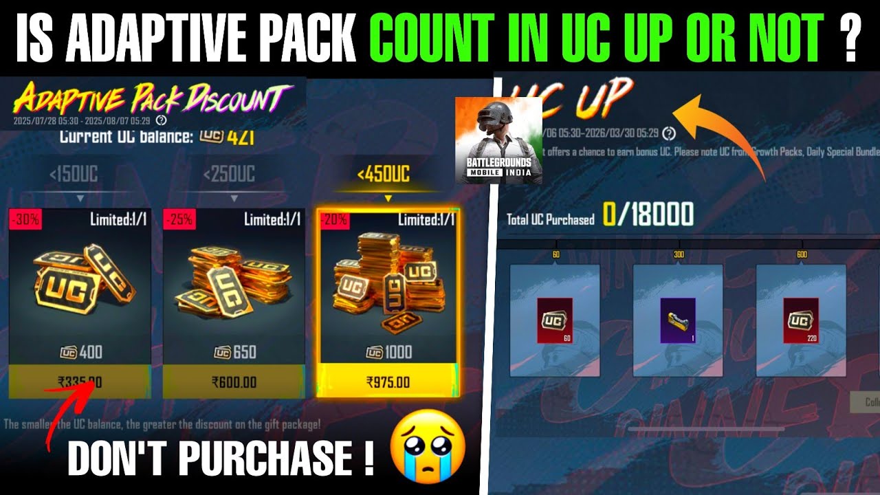 Is Adaptive Pack Count In Uc Up Event Or Not? | Bgmi Me Adaptive Pack Uc Up Me Count Hota Hai Ya Nhi