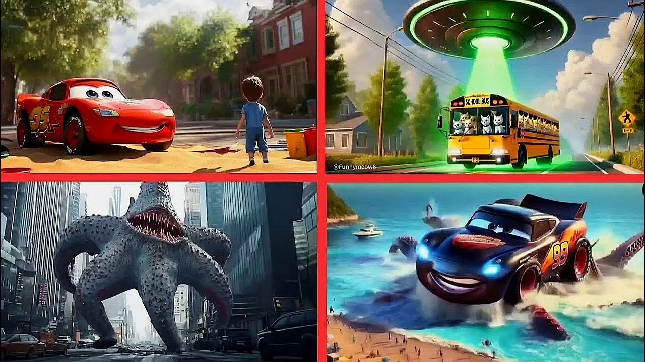 McQueen EXE 🆚 School Bus Monster🆚 Hungry Monster🆚McQueen Octopus Coffin Dance Song