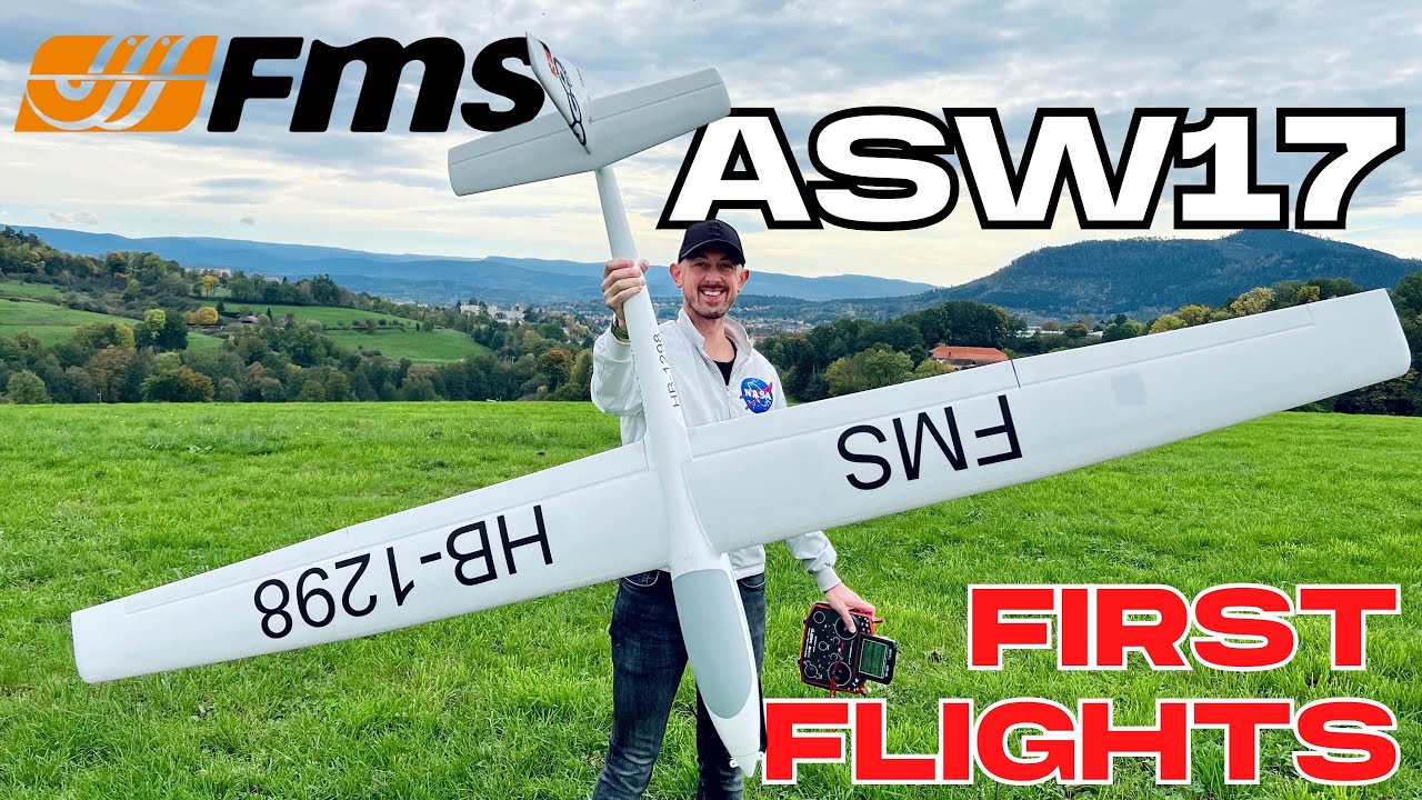 MAIDEN & CG TEST • FMS ASW-17 2500mm Glider RC PLANE • (English/Français 4K 60fps)