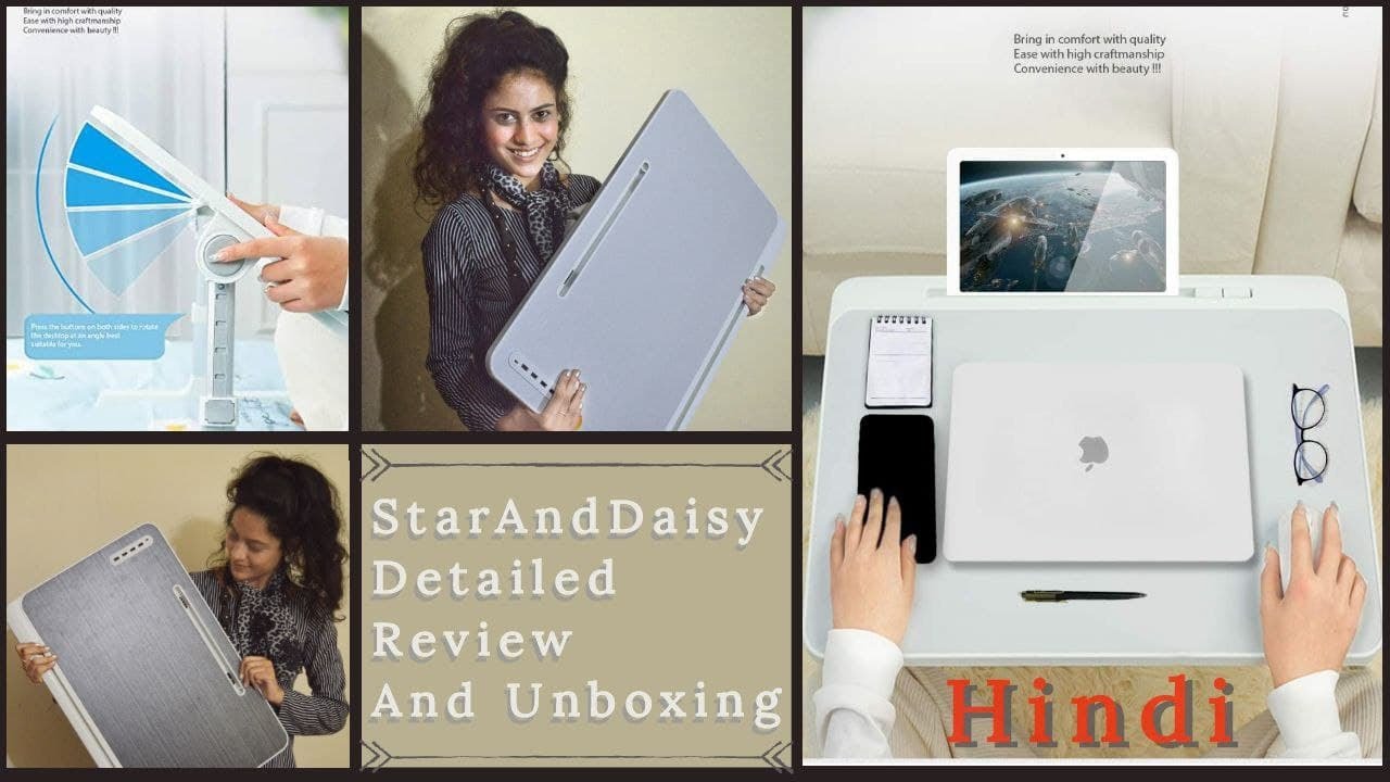 StarandDaisy Laptop Table Adjustable Bed Table. Laptop Table with USB Port, USB LED and Fan