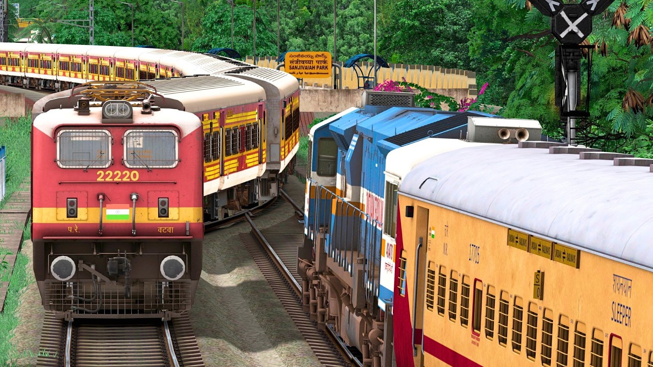 TWO TRAINS CROSSING IN SAME RAILROAD | BUMPY RAILROAD | Train Simulator | Railwork | NTG GAMING