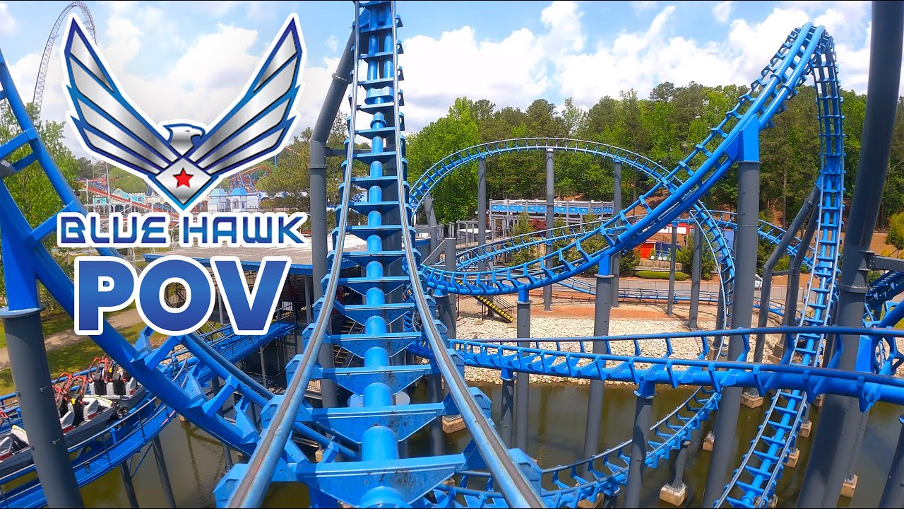 Blue Hawk Front Row POV Six Flags Over Georgia Vekoma Multi-Looper