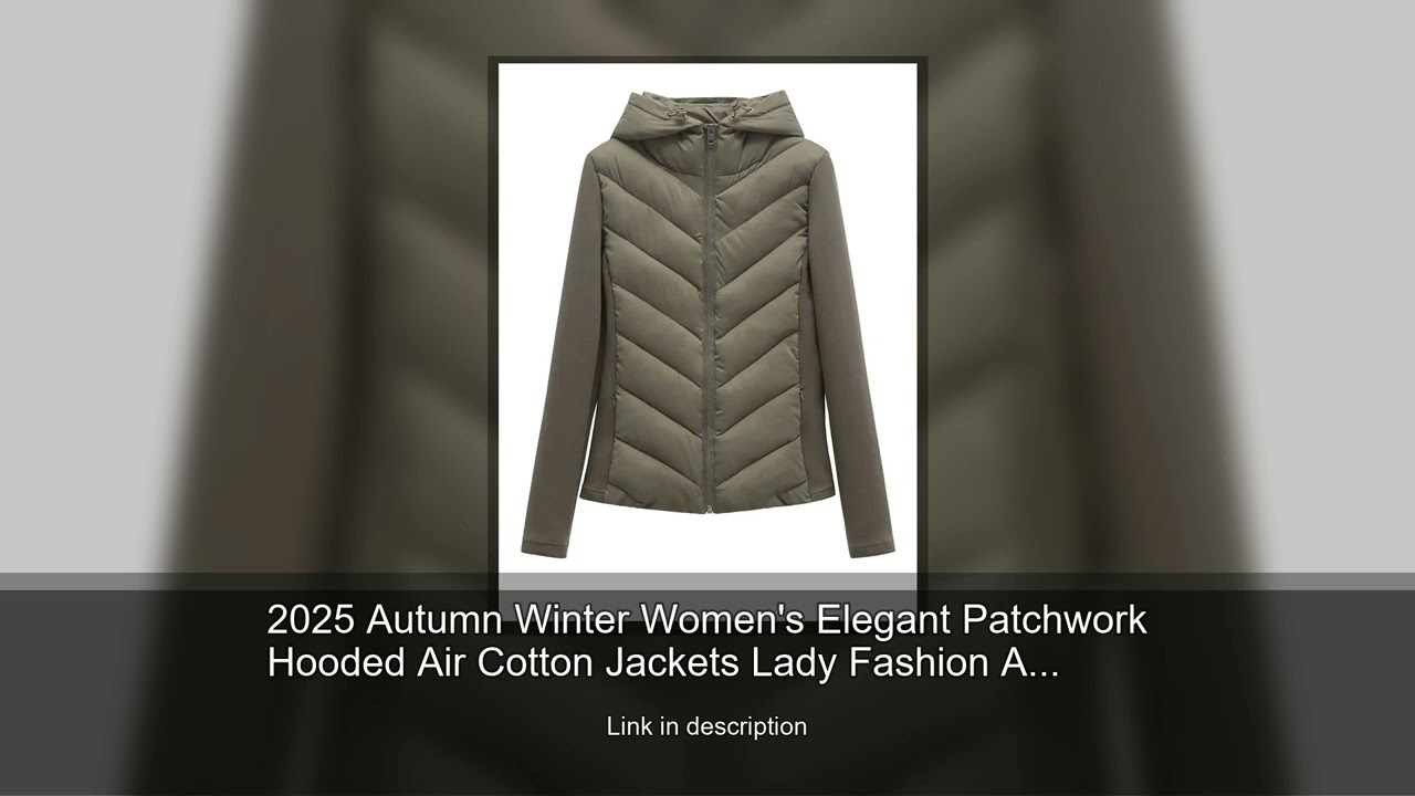 2025 Autumn Winter Women's Elegant Patchwork Hooded Air Cotton Jackets Lady Fashion Army Green