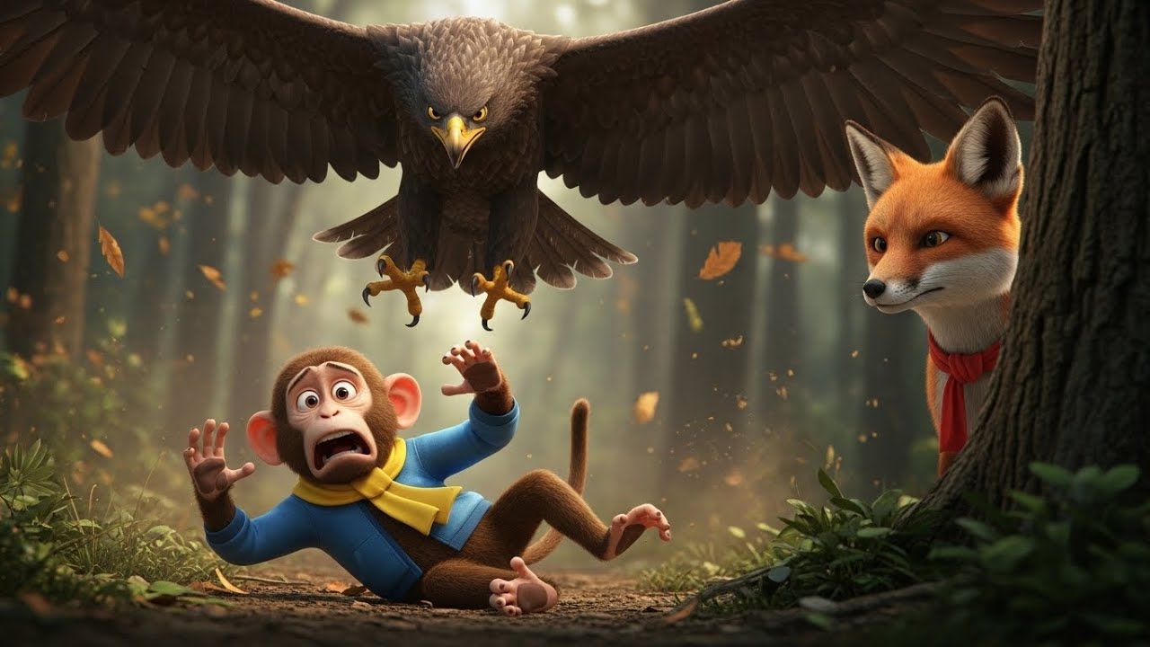 Brave Fox Risks His Life to Save a Helpless Monkey From a Deadly Eagle! 🦊🐒🦅😱