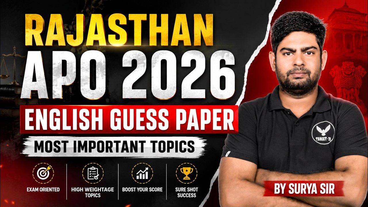 Rajasthan APO 2026 English Guess Paper | Most Important Topics & Strategy By Surya Sir