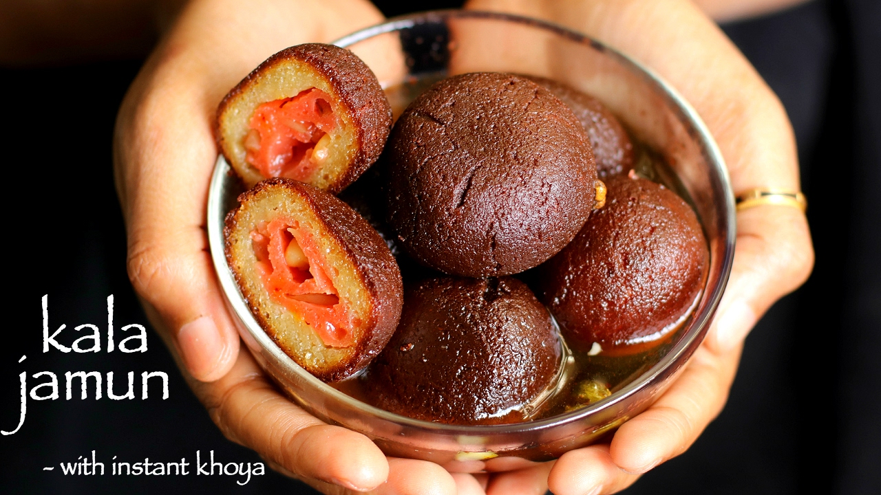 kala jamun recipe | black jamun recipe with instant khoya or mawa