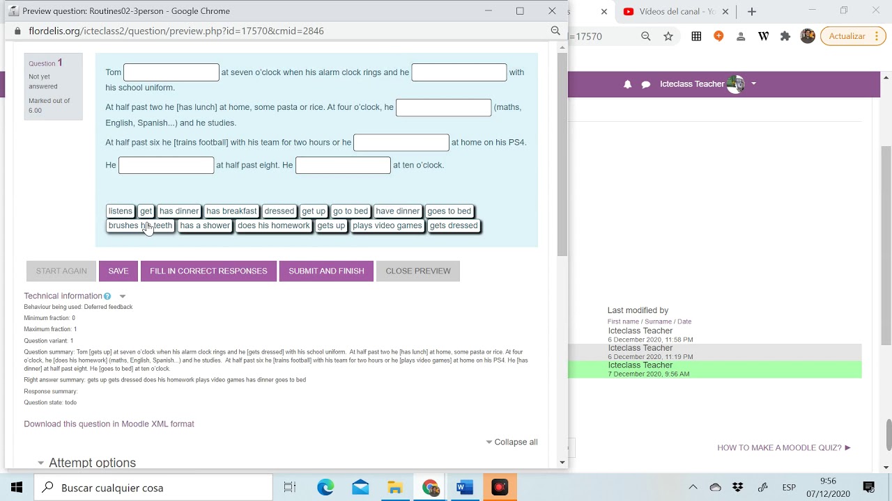 Moodle Quiz: Gap Fill