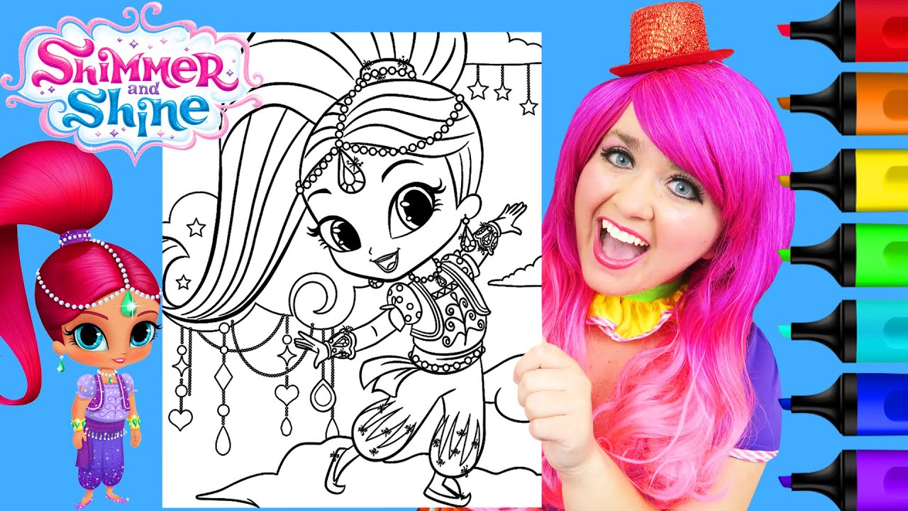 Coloring Shimmer and Shine Genie Coloring Page Prismacolor Markers | KiMMi THE CLOWN