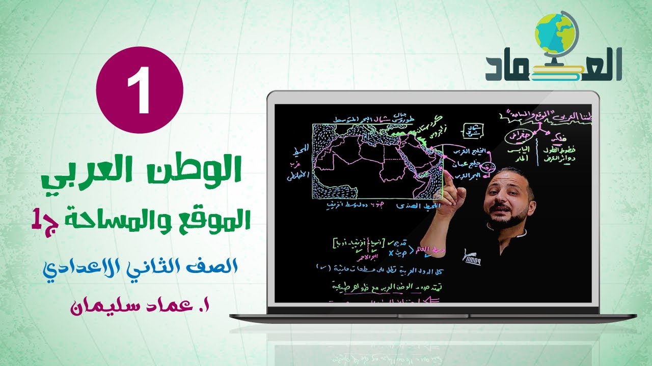 الوطن العربي الموقع والمساحة ج1 - الدرس الاول - الصف الثاني الاعدادي