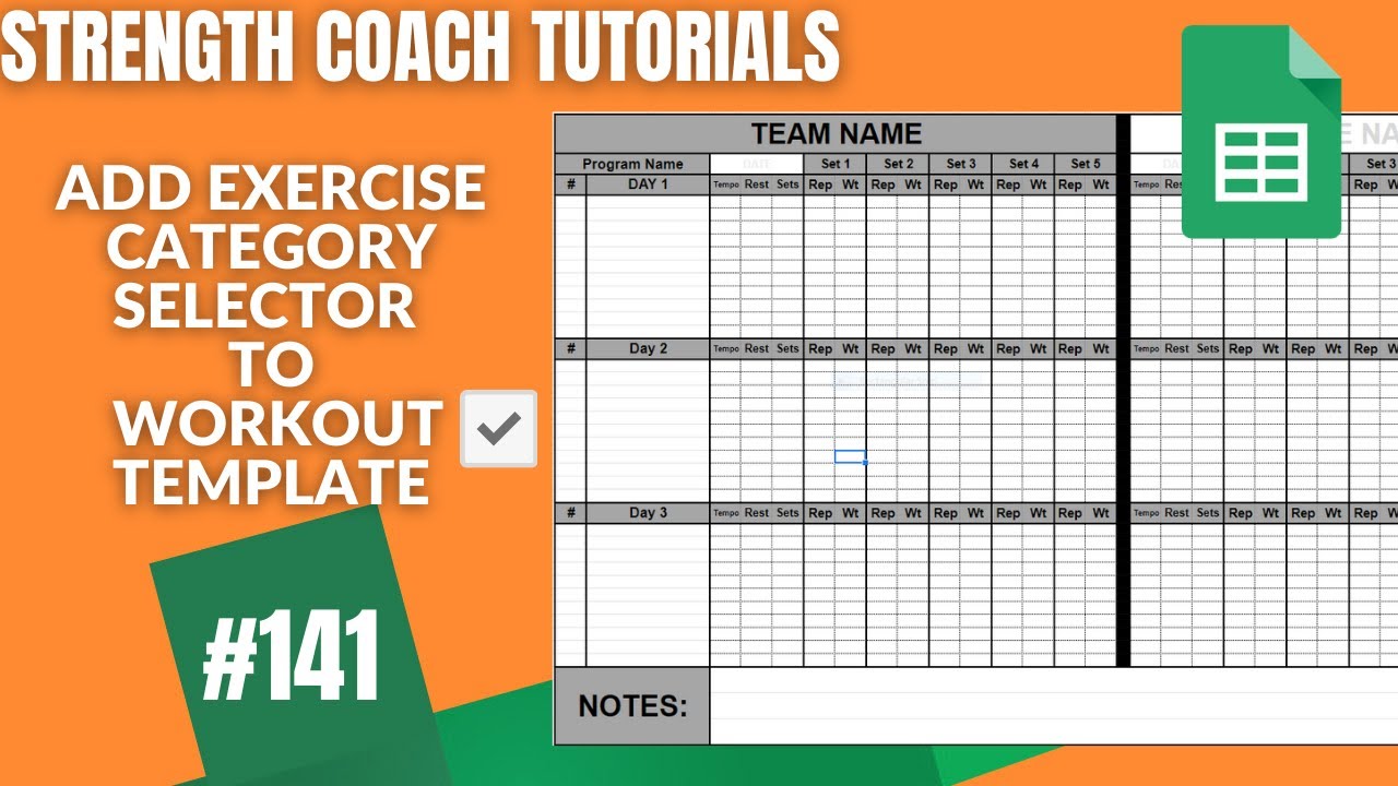 Google Sheets Workout Tempate Exercise Selector