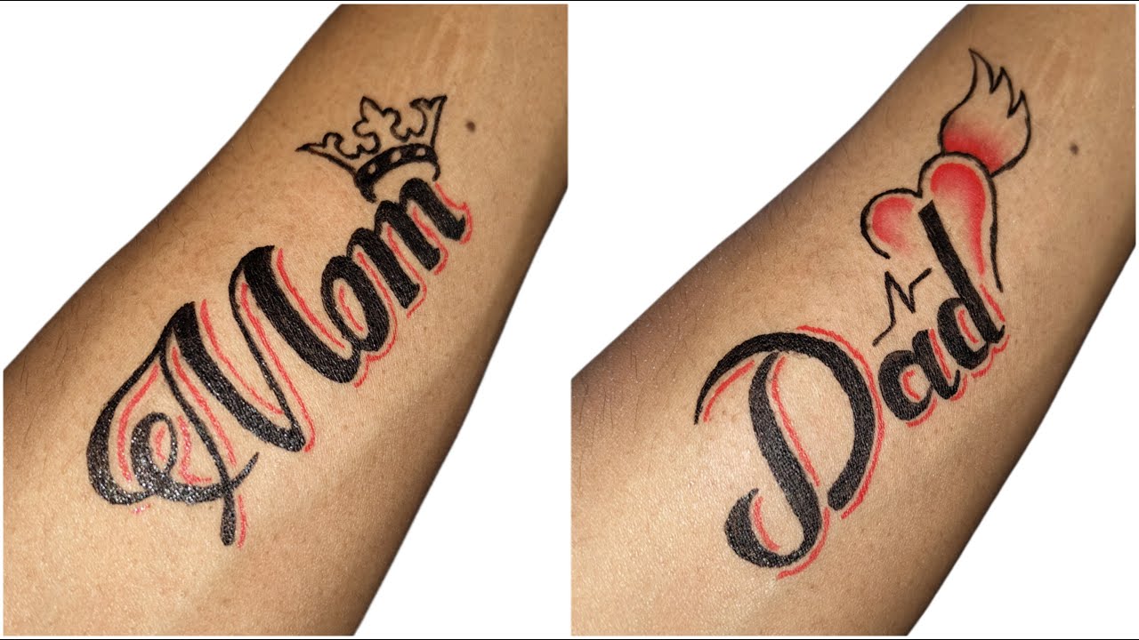 Mom Dad tattoo making with pen / Temporary tattoo making with pen at home / Tattoo ideas