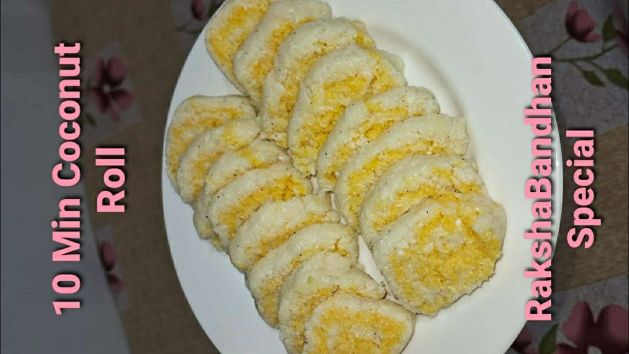 Raksha bandhan special coconut roll in 10 min/No cooking no baking/#Rakhi sweet #coconut 