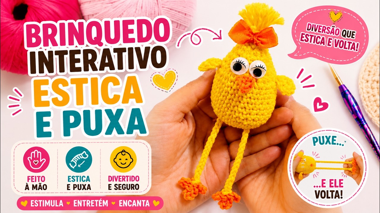 INCRÍVEL Amigurumi Diferente: Pintinho Estica e Puxa #crochet #amigurumi