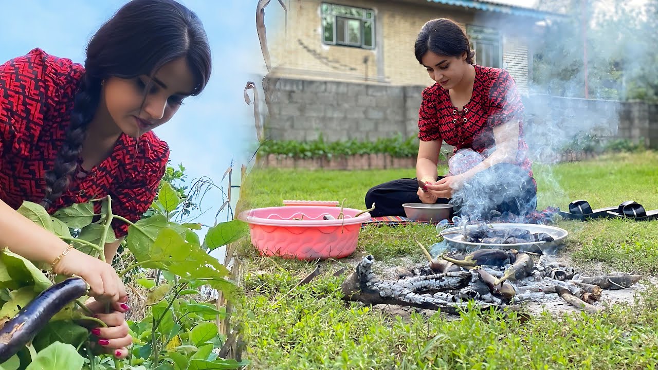 Village Life Cooking: Mirza Ghasemi Over Open Flame | Iranian Traditional Food