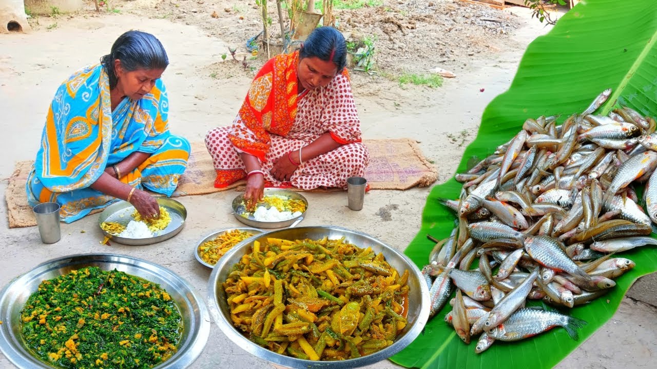নদীর ময়নাপুটি,মরলা মাছ বাড়ির সবজি দিয়ে ঝোল চচ্চড়ি 🤤 সাথে মাছের ডিম দিয়ে পাট শাকের ঝোল রান্না ❤️