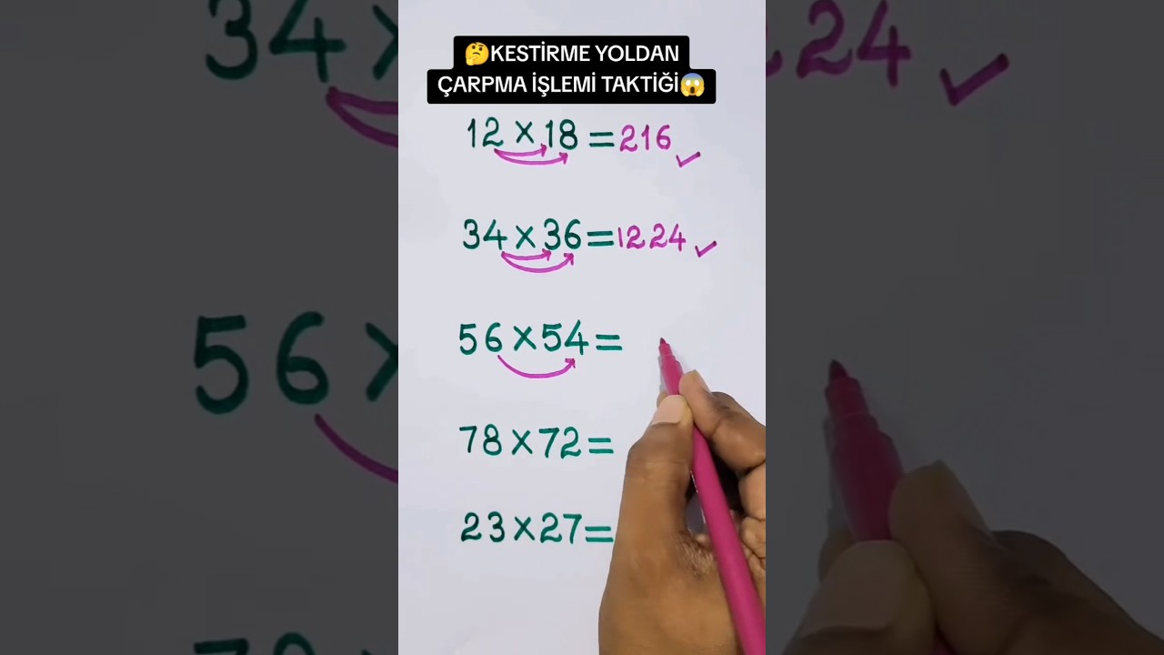 KISA YOLDAN KOLAY &Ccedil;ARPMA İŞLEMİ YAPMA TAKTİĞİ 😱😲🤔 #&ccedil;arpmaişlemi #&ccedil;arpma #matematik #zekasorusu
