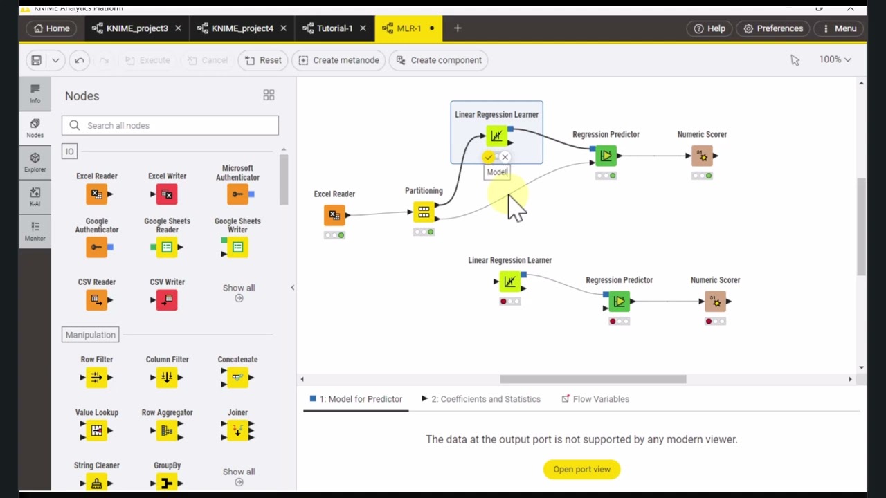 6. Regression model and making predictions using KNIME Analytics