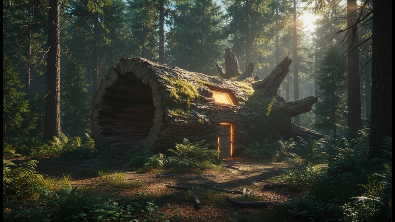 I Turned a GIANT 4-Meter Tree Log Into a Secret Modern Home… Overnight