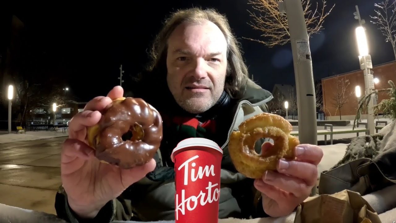 Tim Hortons Chocolate Cruller & Sour Cream Glazed Donut Review + Dark Roast Coffee 