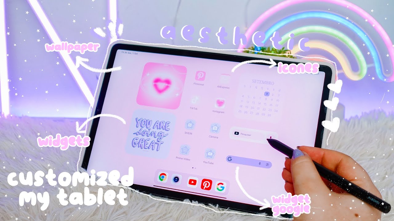 Como personalizar seu Tablet ✨ | Aesthetic widgets, app icons, wallpaper 💗