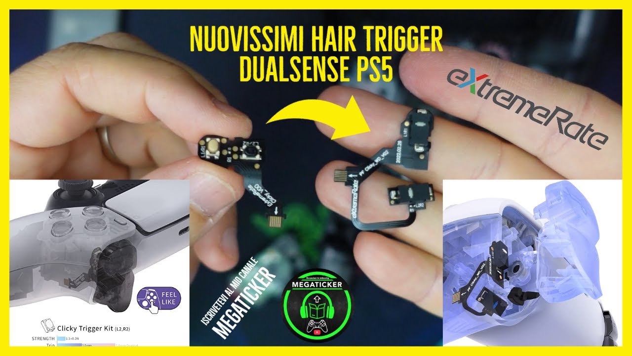 Nuovissimi Hair Trigger DualSense PS5 eXtremeRate - Tutorial Montaggio su Pad Modificato Kit Remap