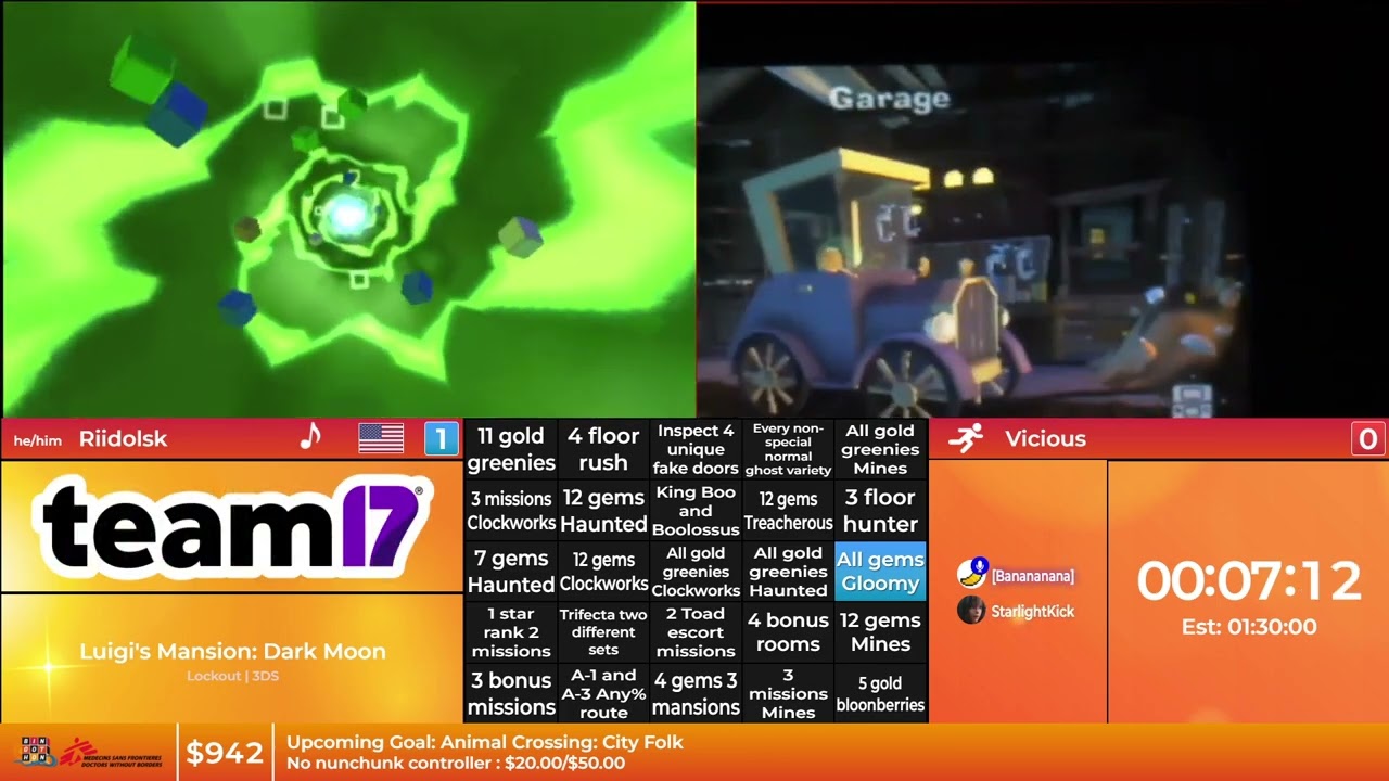 Bingothon Summer 2022: Luigi's Mansion: Dark Moon - Lockout Bingo by Riidolsk vs. Vicious