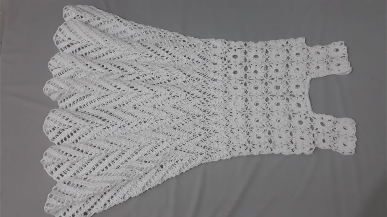 Vestido saia avasê de crochê pra 8 anos aula completa.
