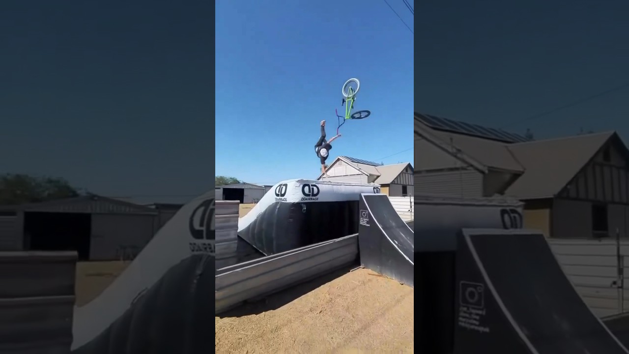 Don&rsquo;t try this at home. Unless you have an airbag. #ddairbags #bmx #airbaglanding