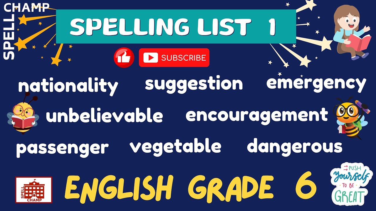English Grade 6 Spelling List 1