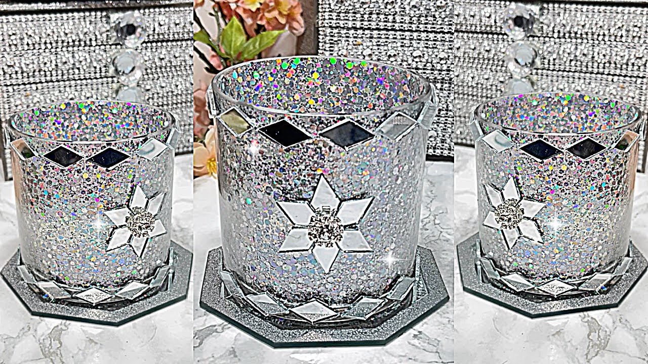 DIY ROOM DECOR! MIRROR GLITTER CANDLE VASES HOME DECORATING IDEAS DIY ROOM DECOR!