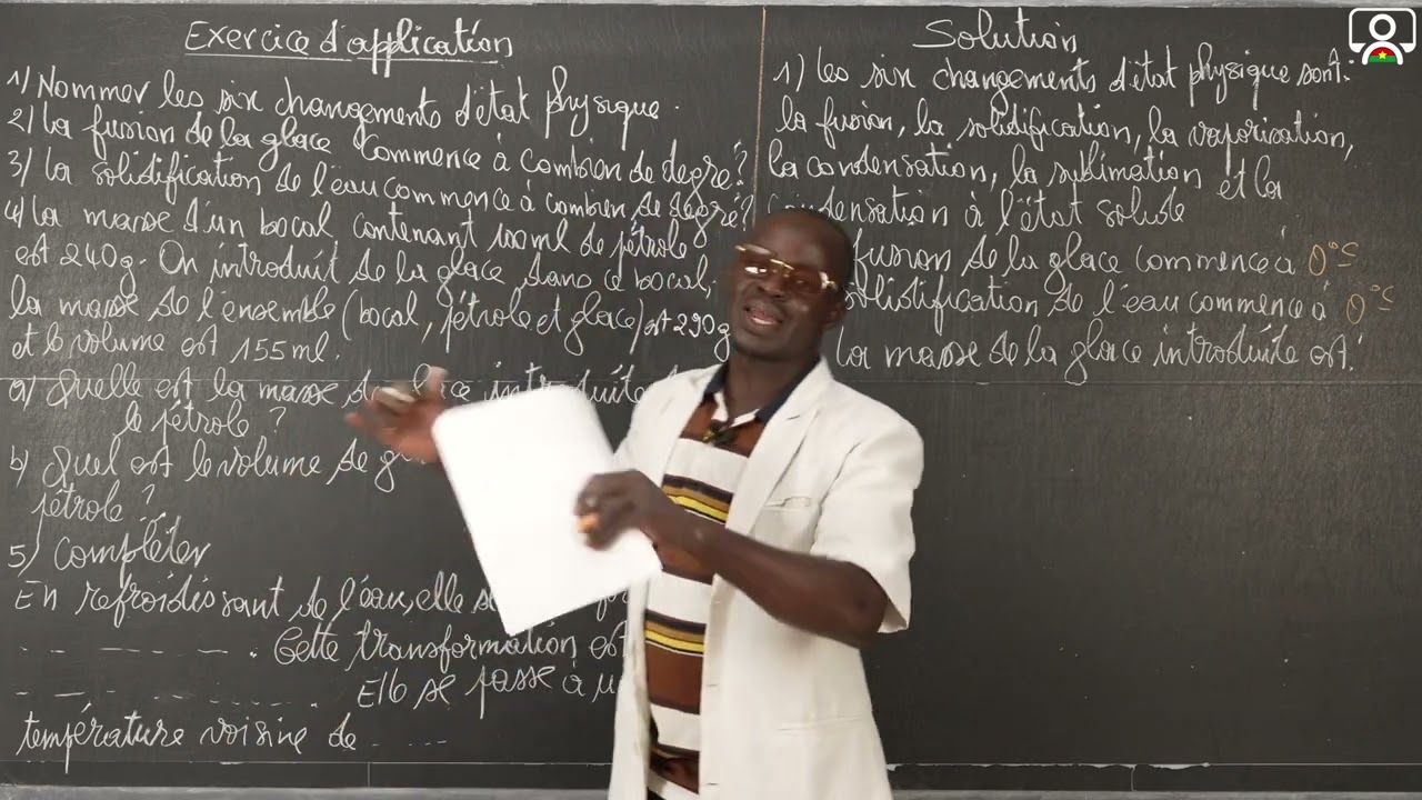 Exercice - 4e - Physique : Les changements d'état physique 1/1