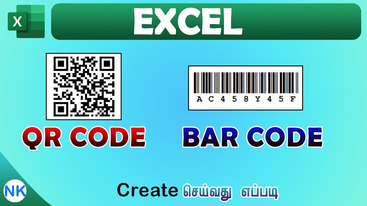 How to Create  QR Codes & Bar Codes  in Ms-Excel Tamil || Naveen Kumar