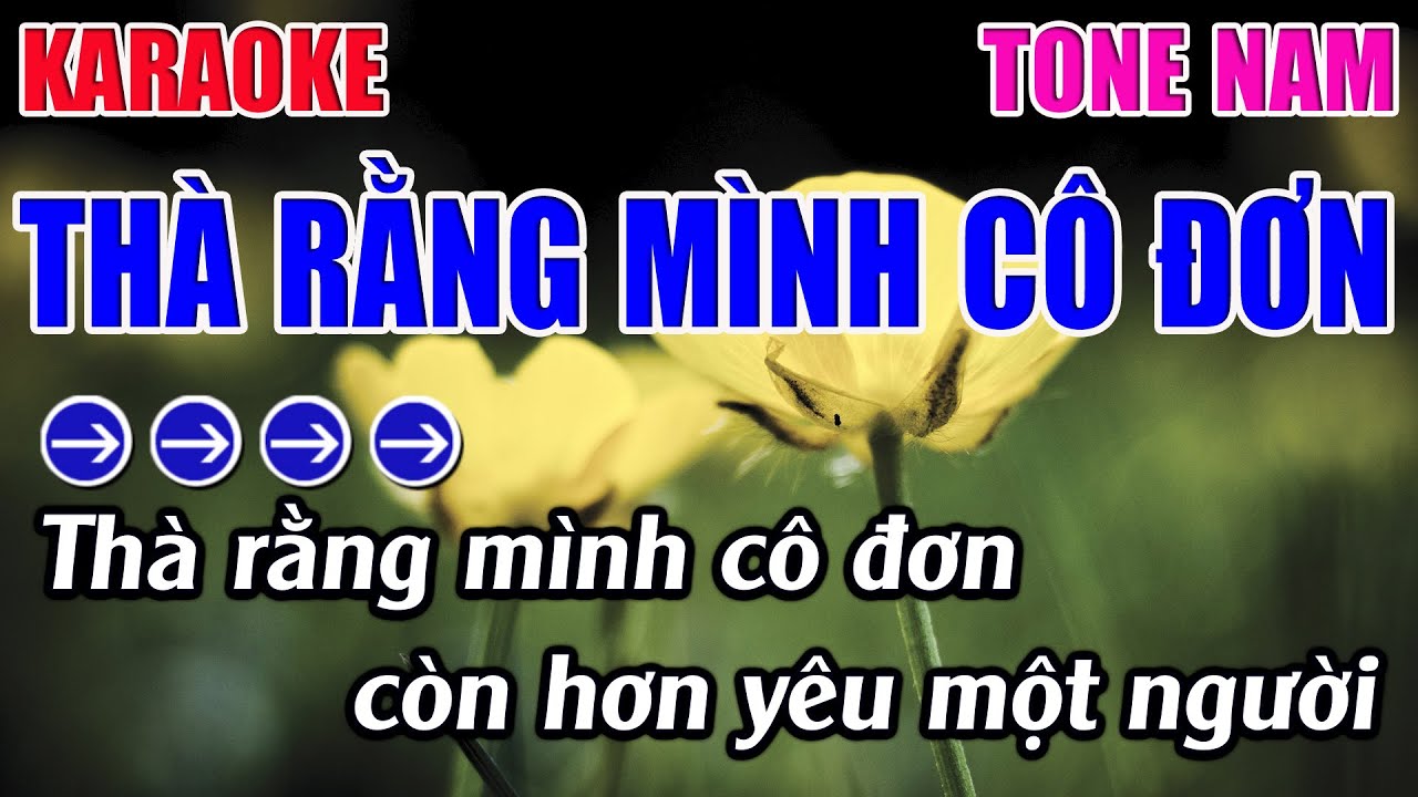 Thà Rằng Mình Cô Đơn Karaoke Tone Nam Karaoke 9999 - Beat Mới