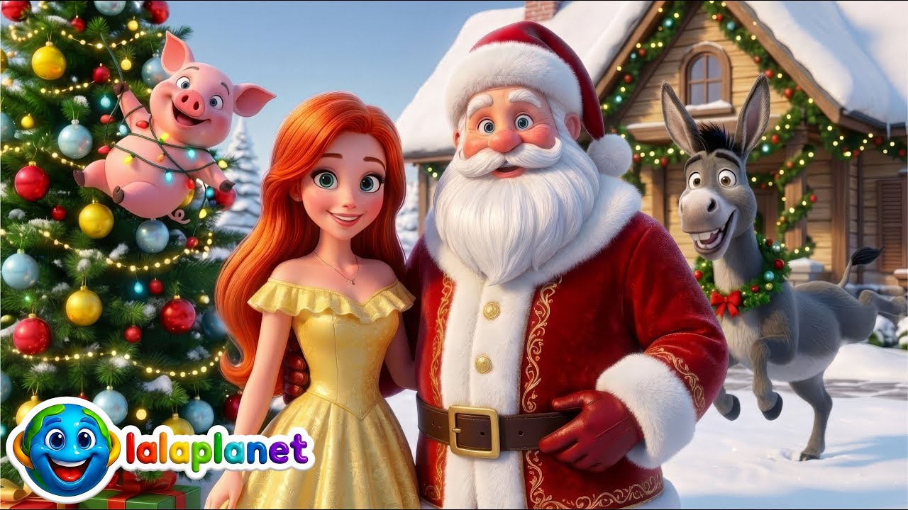 LaLaPlanet - Moș Crăciun 🎅✨ C&acirc;ntecel de iarnă pentru copii 👶🏼❤️ cu Olivia Addams & Acoustic Boyz 🎁🎄