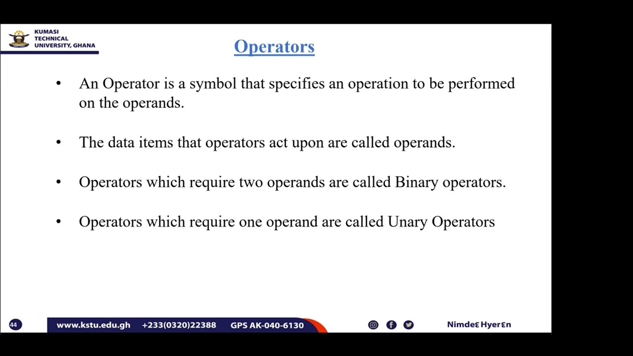 Lecture 3.2 - Operators, Variables, Expressions, Constants, Input/Output Functions