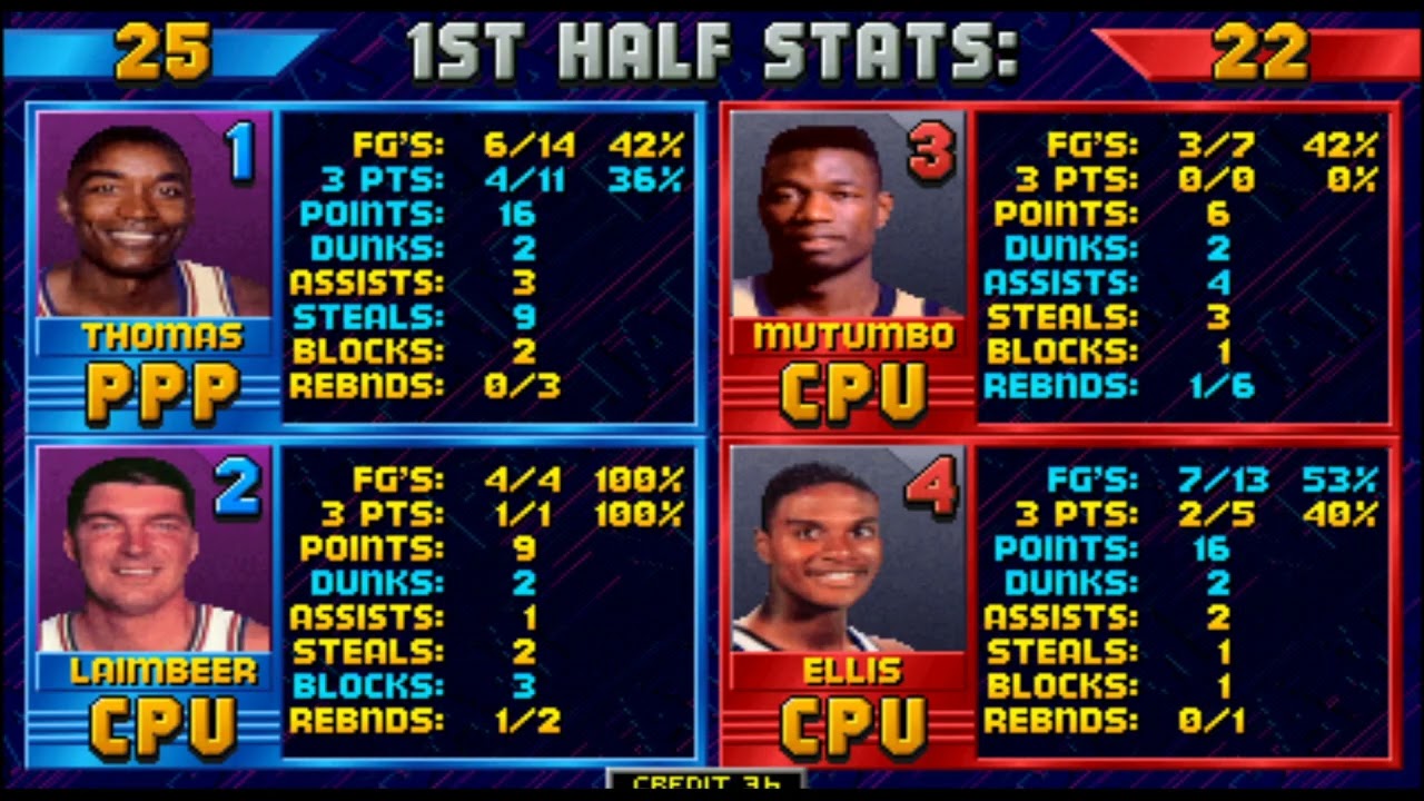 NBA Jam: Detroit Pistons Vs Denver Nuggets (MAME) Pistons Season Game 9