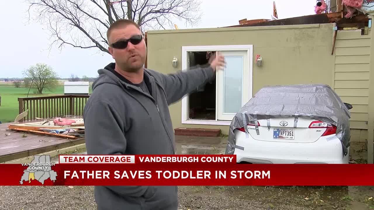 Dad’s quick thinking saves 2-year-old during destructive Evansville storm